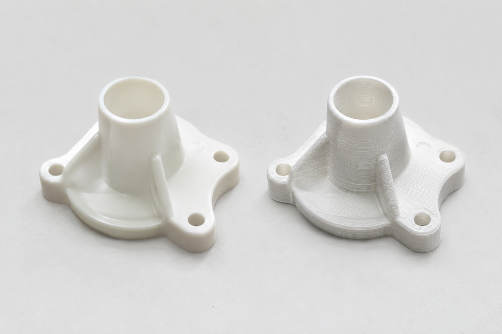Injection moulded part vs 3D printed part surface finish, 3D prototyping delhi, injection molding services delhi, 3D printing services bawana delhi
